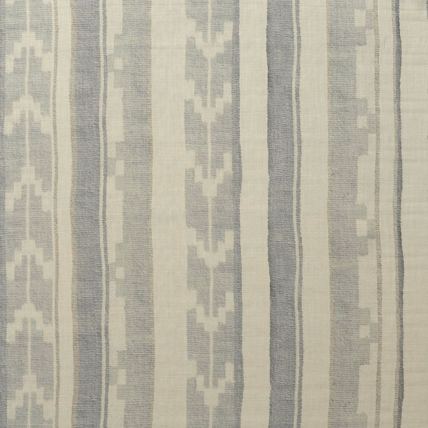 Pale grey and ivory woven stripes with stepped geometric motifs