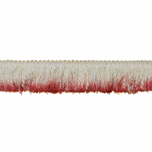 Ivory fringe trim with a densely brushed sunset-red lower edge