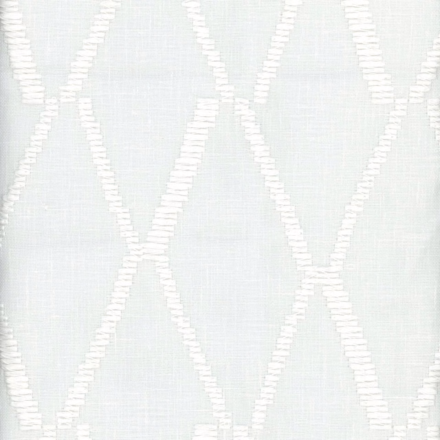Pale ecru woven fabric with raised white angular lattice lines and subtle crosshatch texture