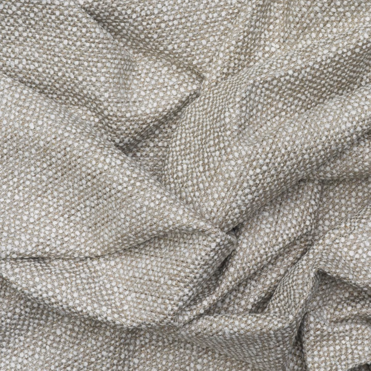 Light neutral looped weave with flecked grey-beige texture in gathered folds