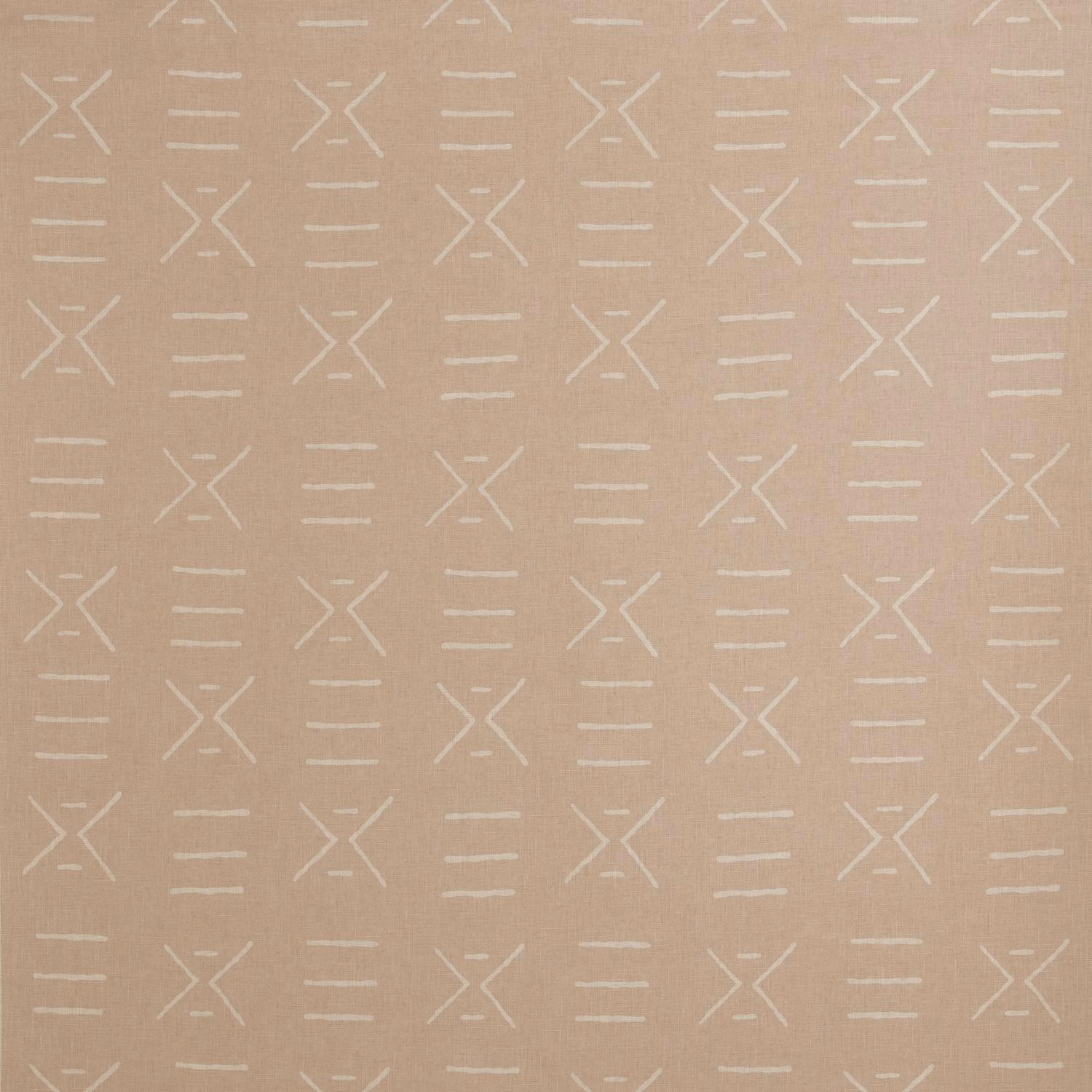 Warm plaster-beige fabric with pale hourglass motifs and horizontal woven dashes