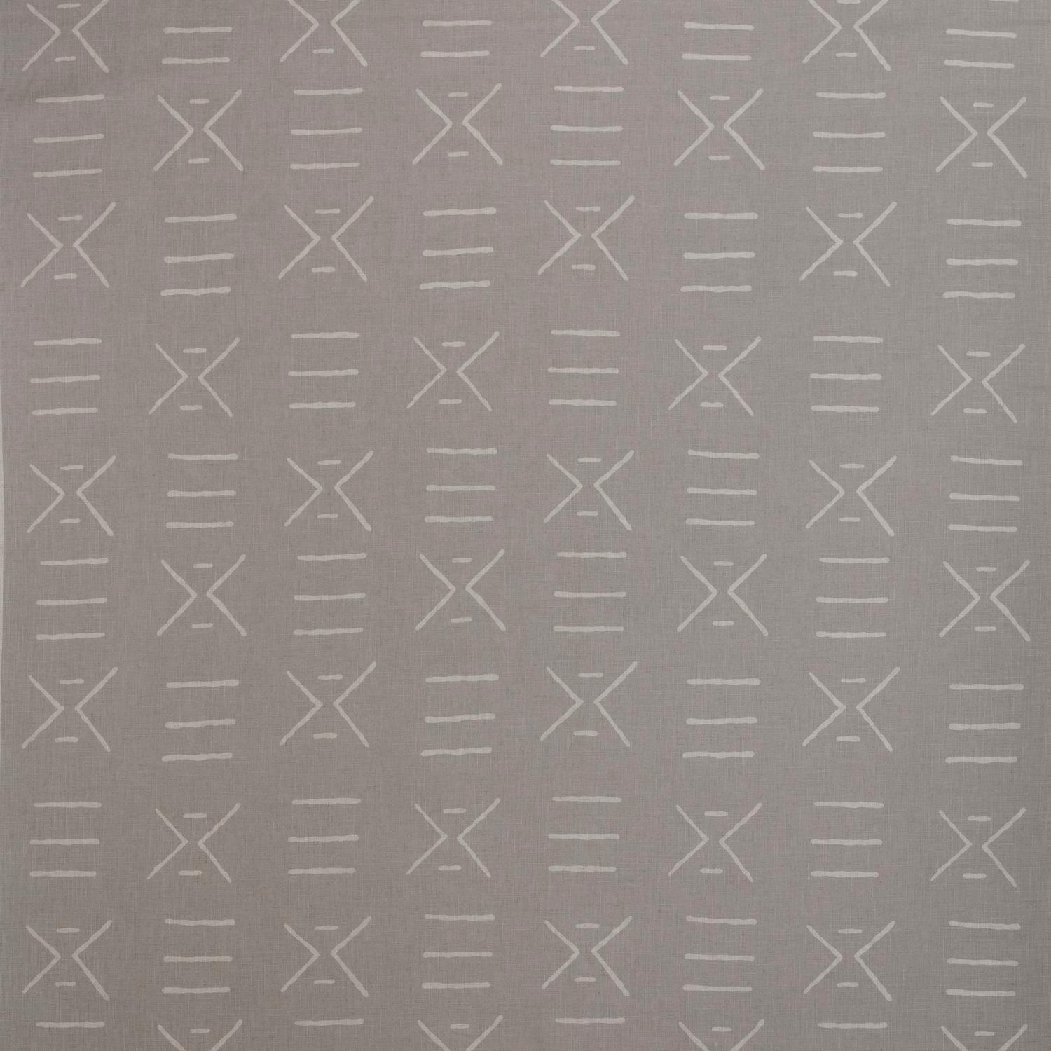 Muted stone-taupe textile with pale angular crosses and horizontal dash motifs