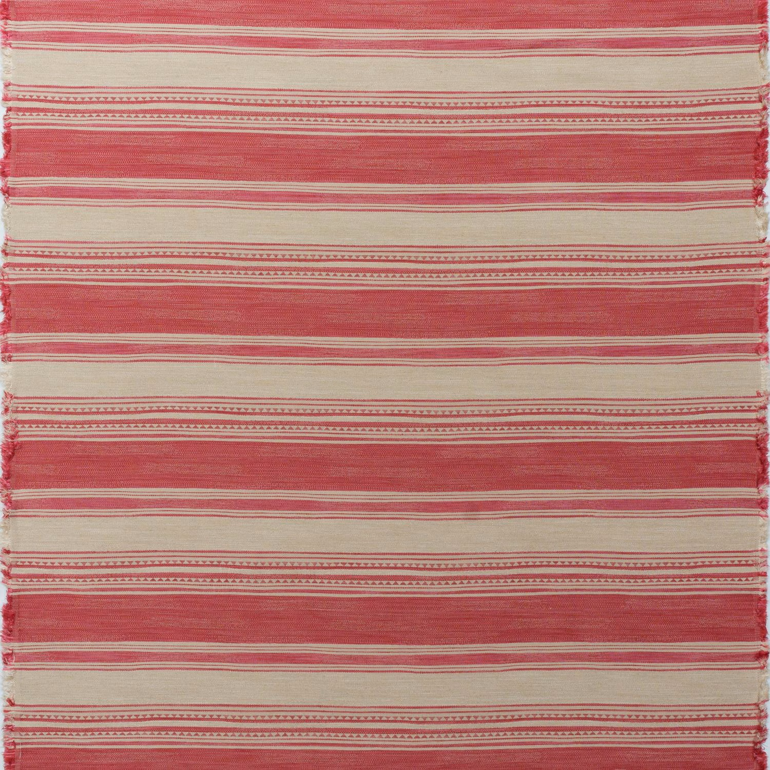 Muted raspberry and cream horizontal woven stripes with a softly nubby surface