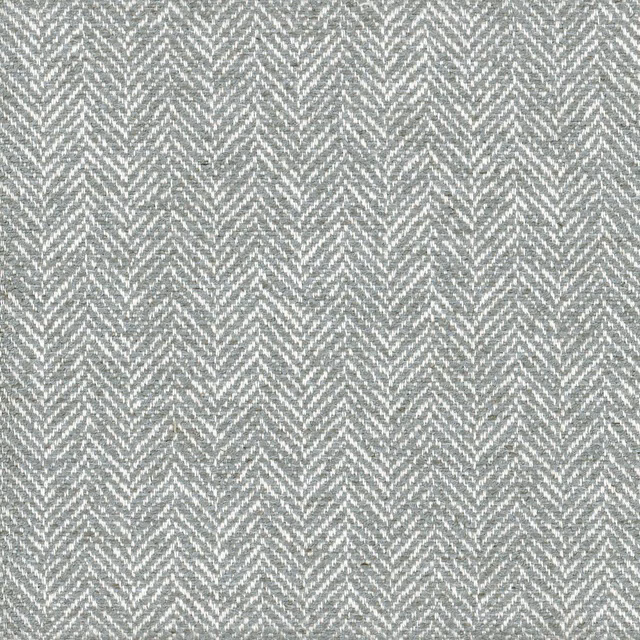 Cool mist-grey woven fabric with a fine white chevron herringbone texture