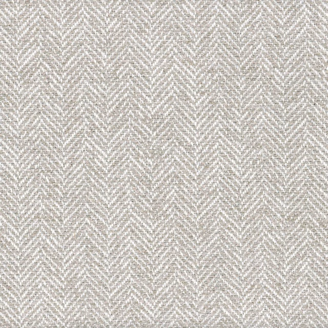 Pale greige woven fabric with fine ivory chevrons and softly flecked texture