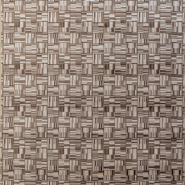 Taupe velvet with interlocking rectangular blocks and fine brown-grey linear texture