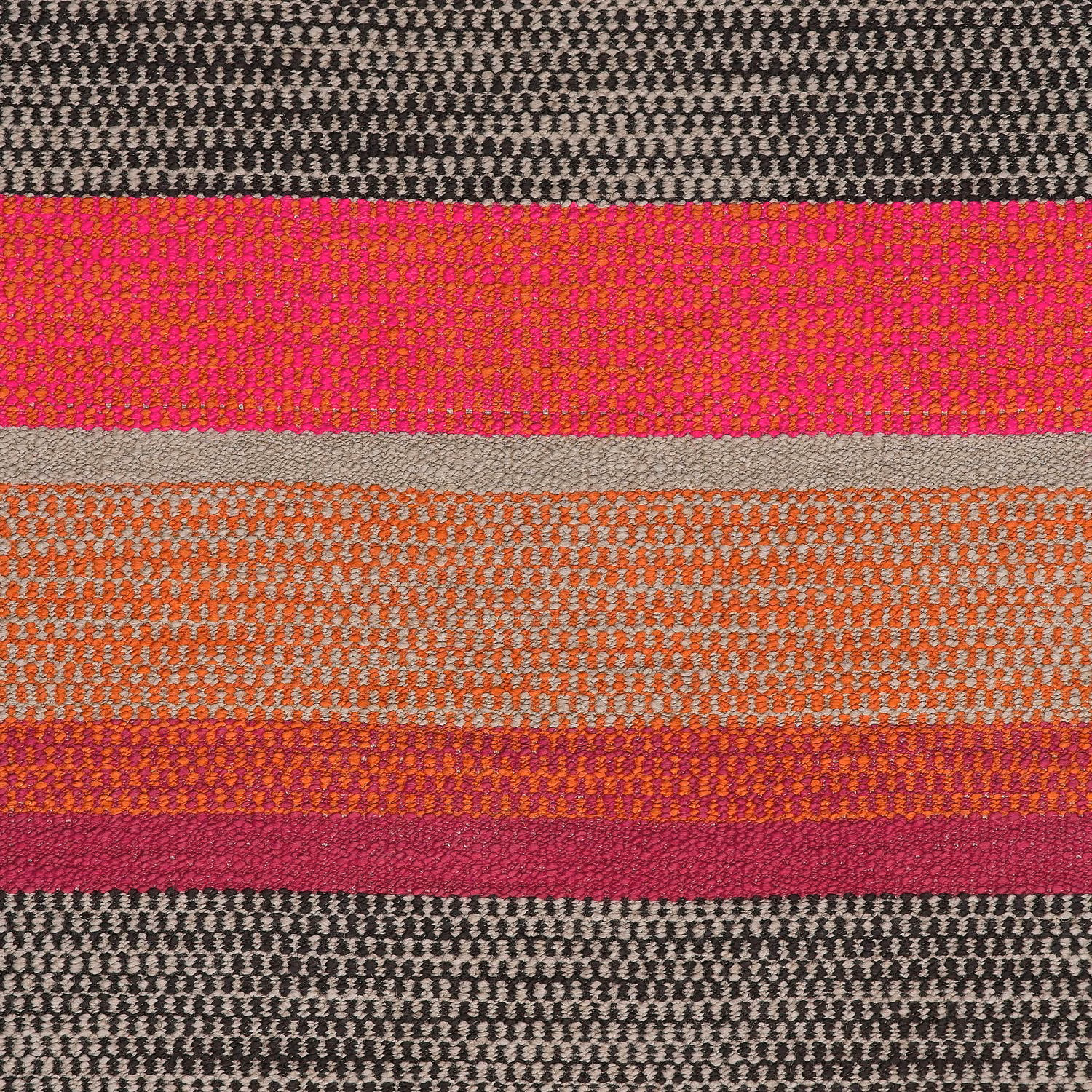 Close-up of orange, magenta, plum, grey and charcoal woven horizontal stripes