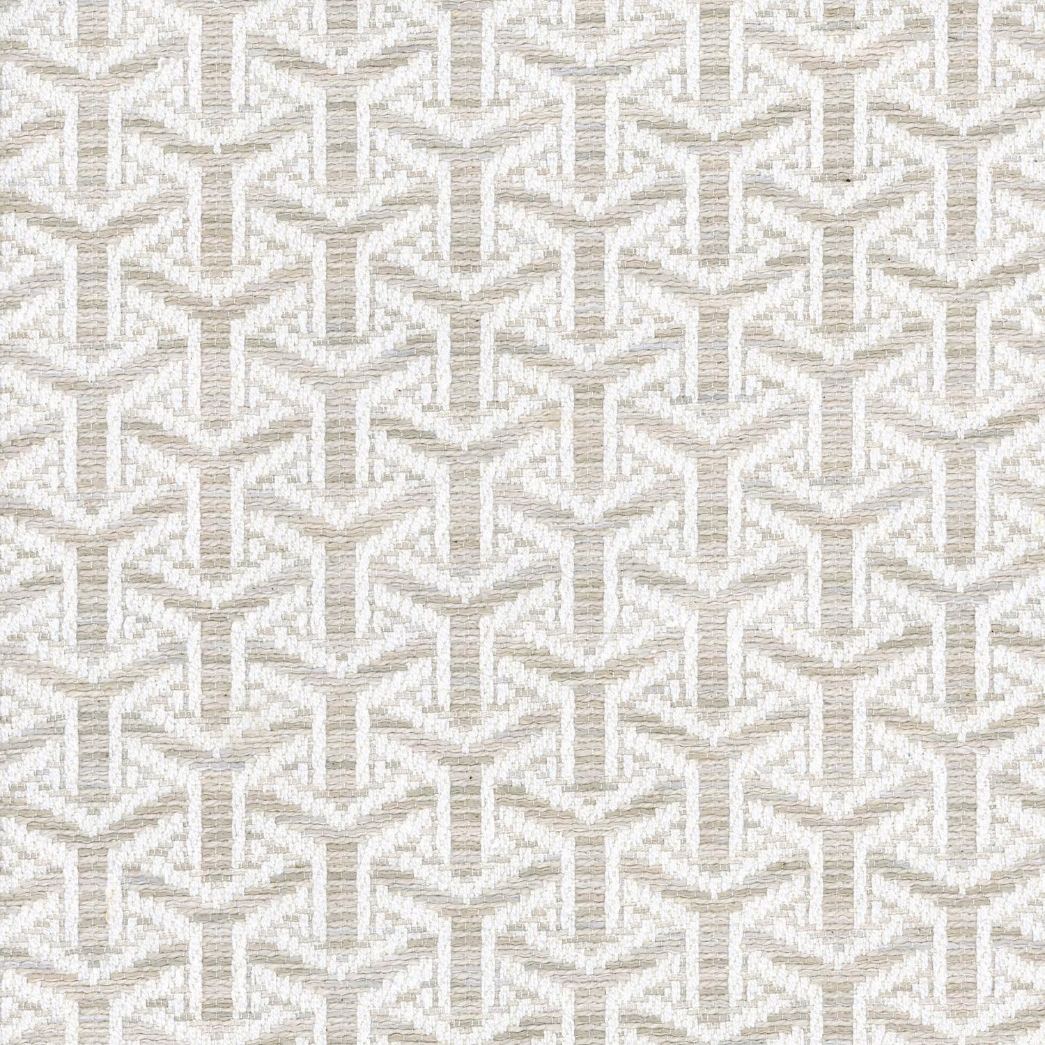 Warm ivory woven swatch with raised interlocking geometric lines
