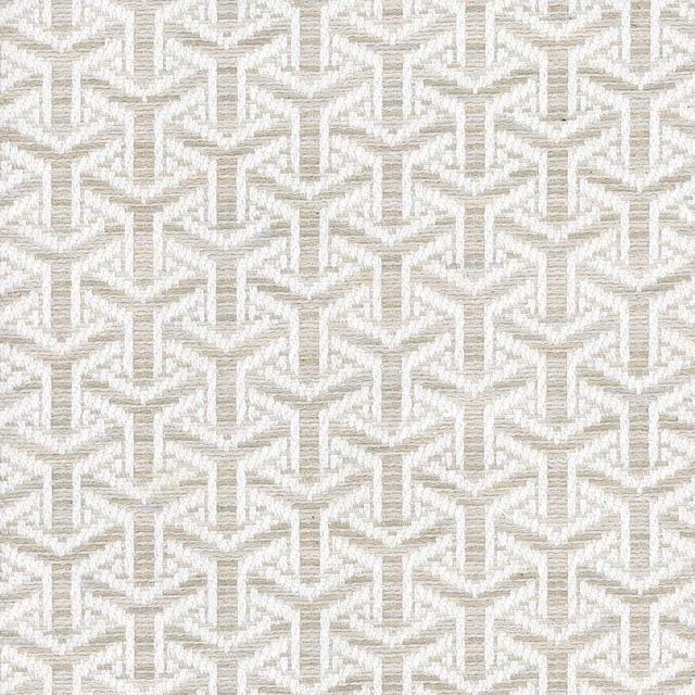 Warm ivory woven swatch with raised interlocking geometric lines