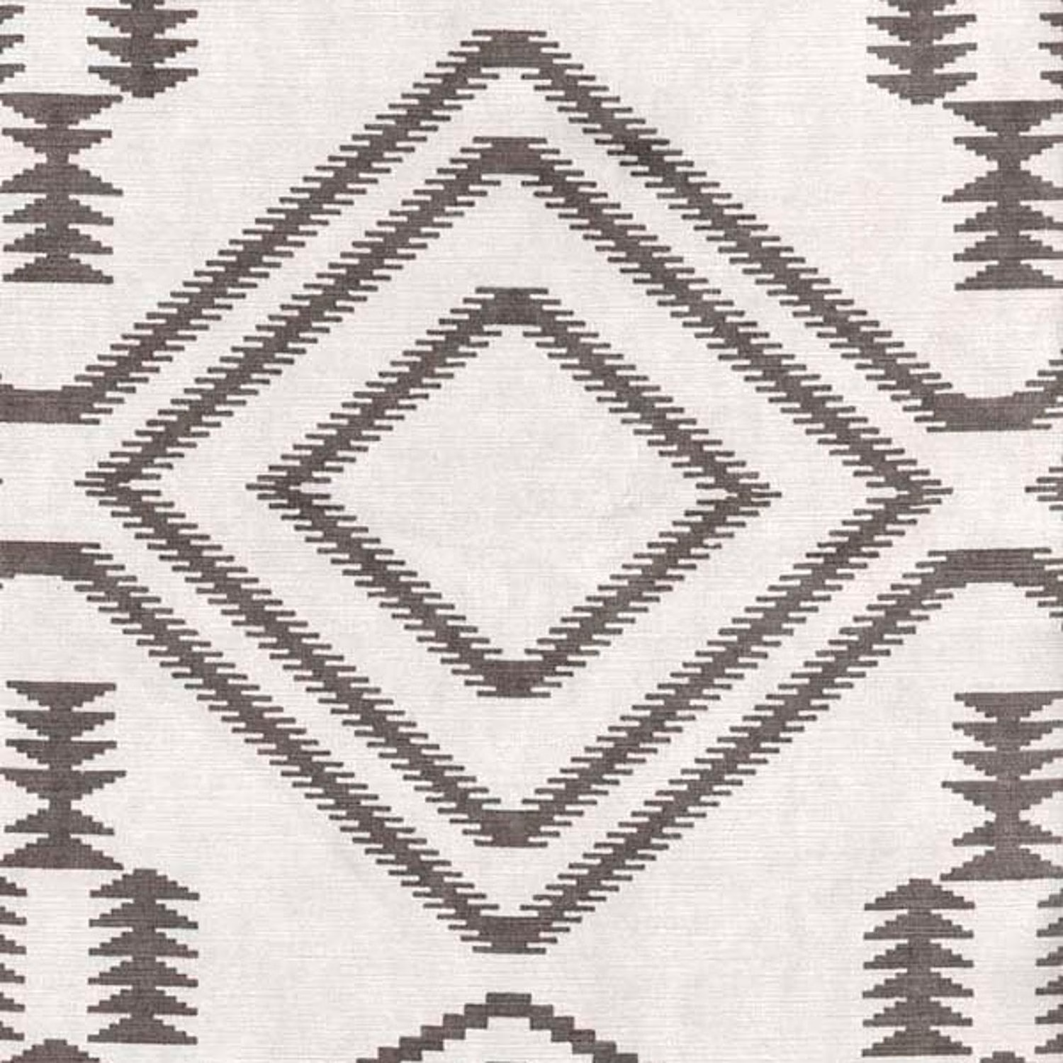 Ivory woven ground with charcoal-grey concentric diamonds and stepped motifs