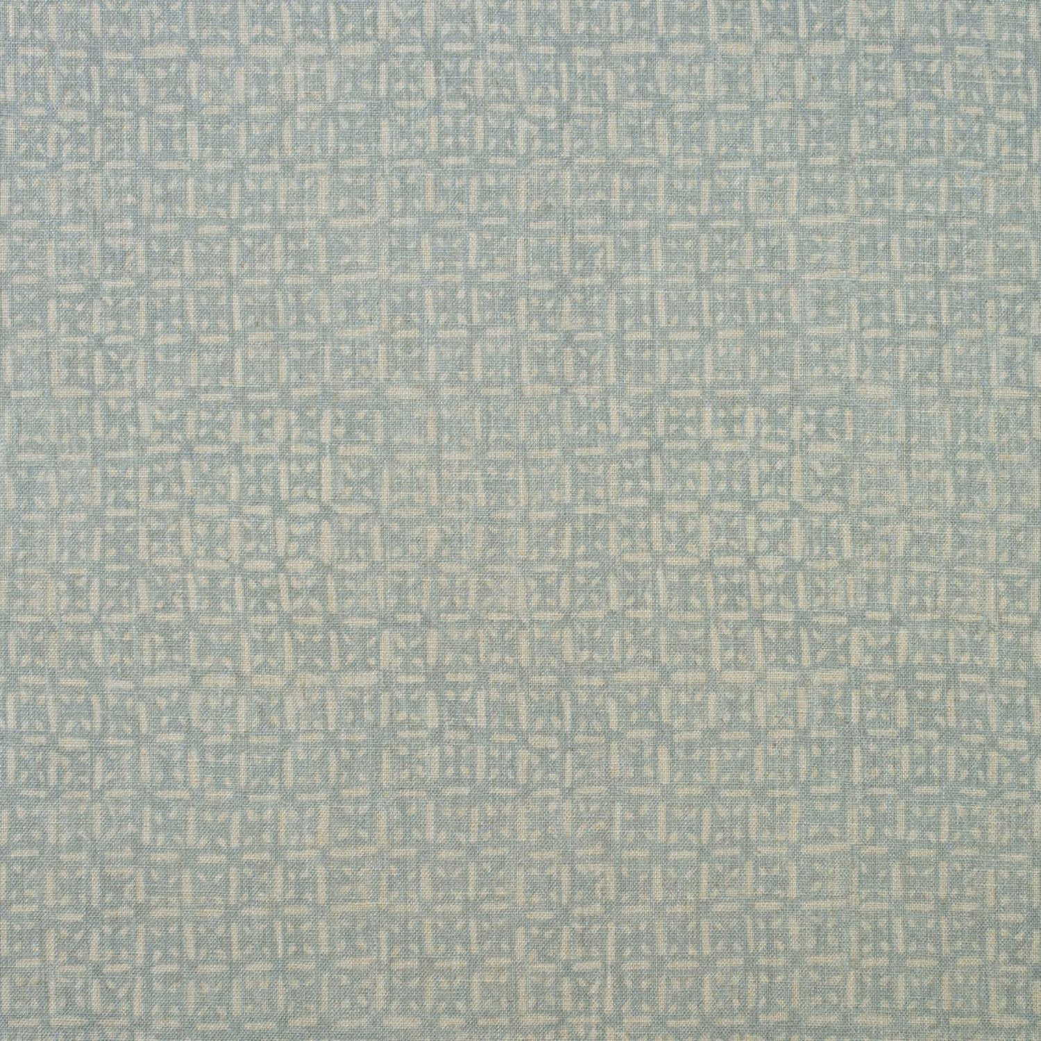 Pale blue-grey batik grid with softly mottled, linen-like woven texture