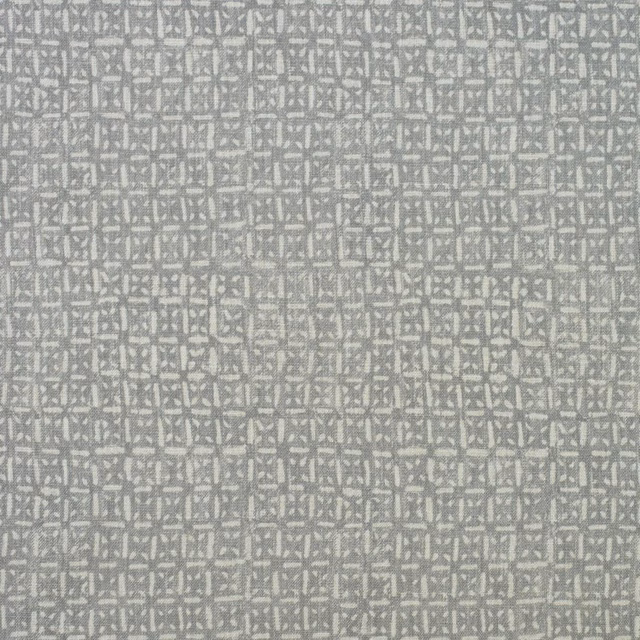 Cool storm-grey batik grid with pale broken marks and a fine woven texture