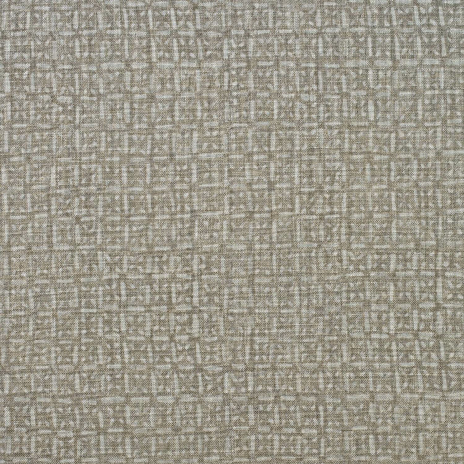 Muted taupe-grey textile with tiny pale geometric marks in a textured lattice