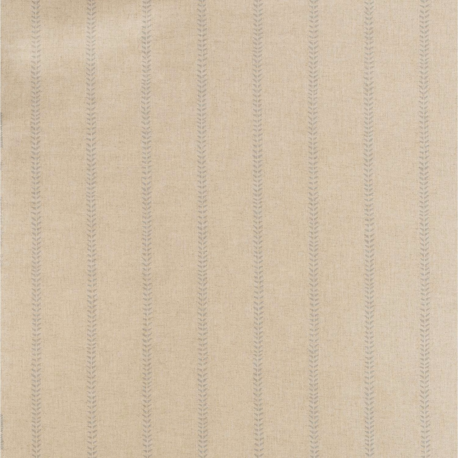 Pale beige woven fabric with delicate grey leafy vertical stripes