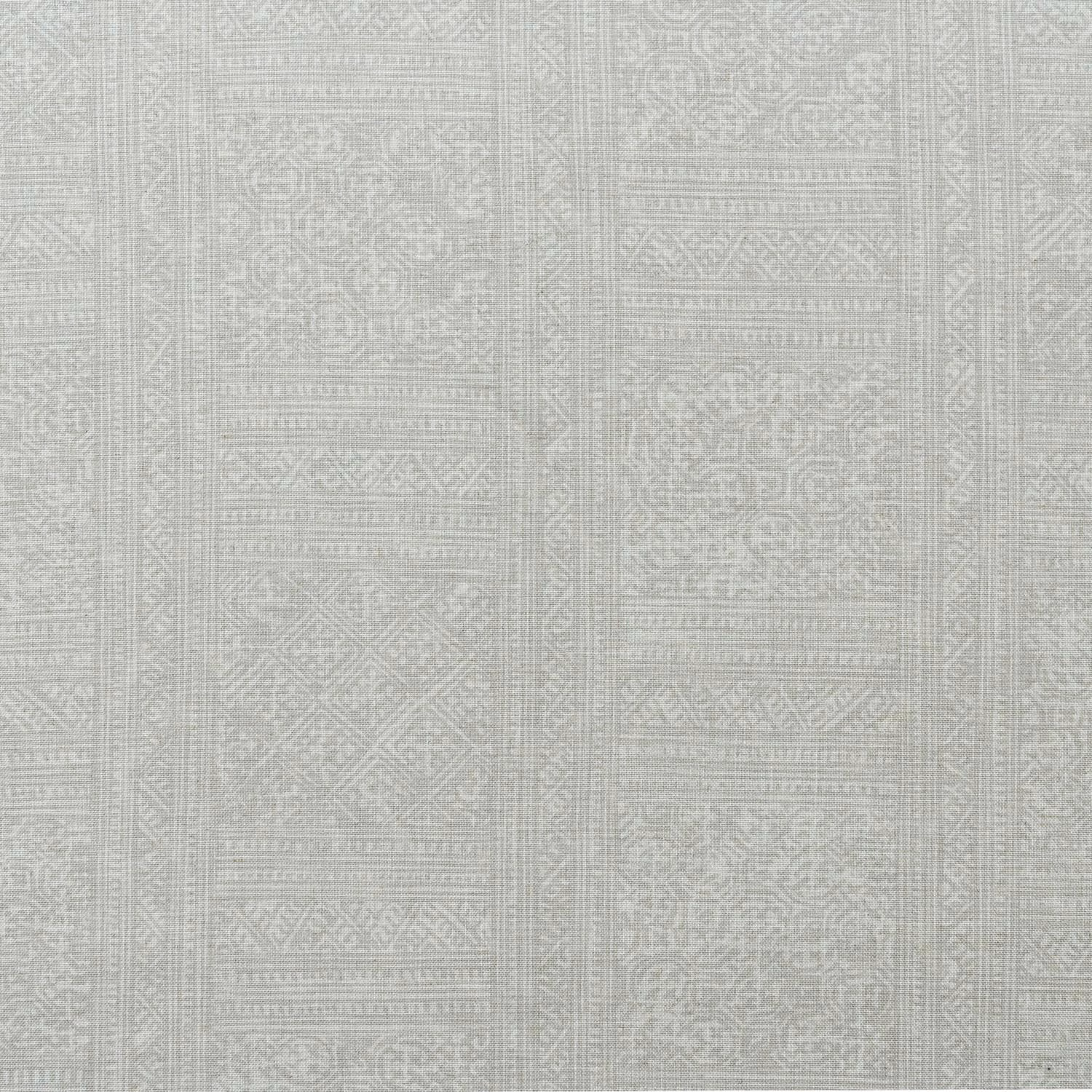 Pale sage-grey Ostuni Canvas with fine woven vertical panels and geometric bands