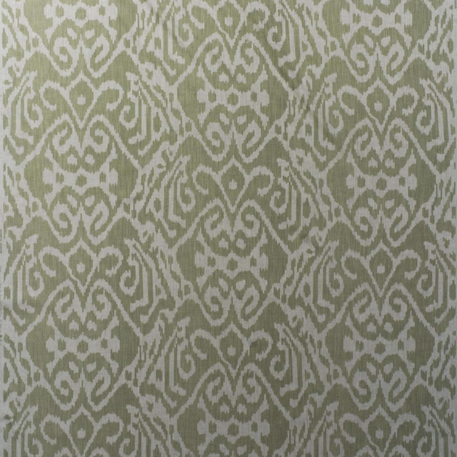 Muted fennel-green and cream ikat motifs over a subtly ridged cotton ground