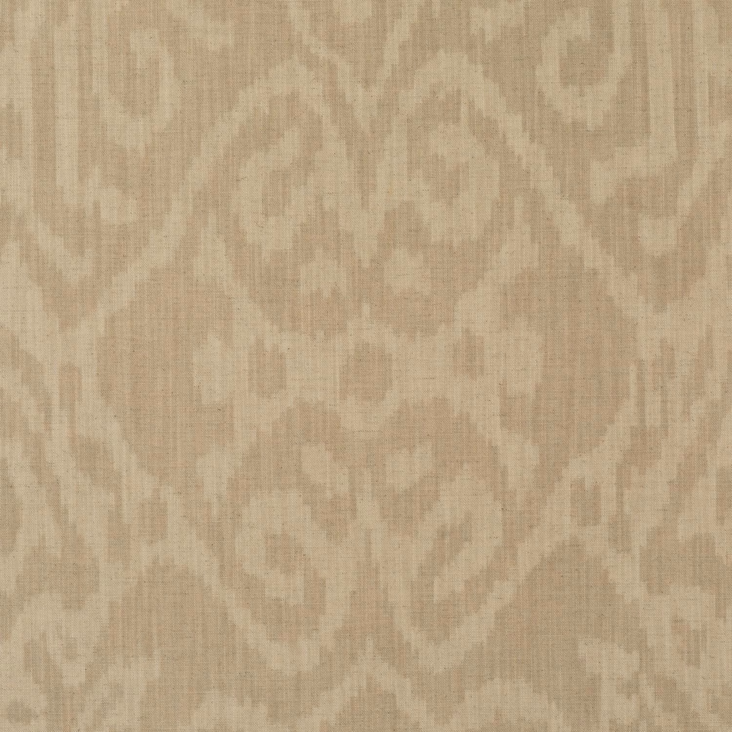 Muted stone taupe ikat cotton with softly blurred motifs and fine vertical grain