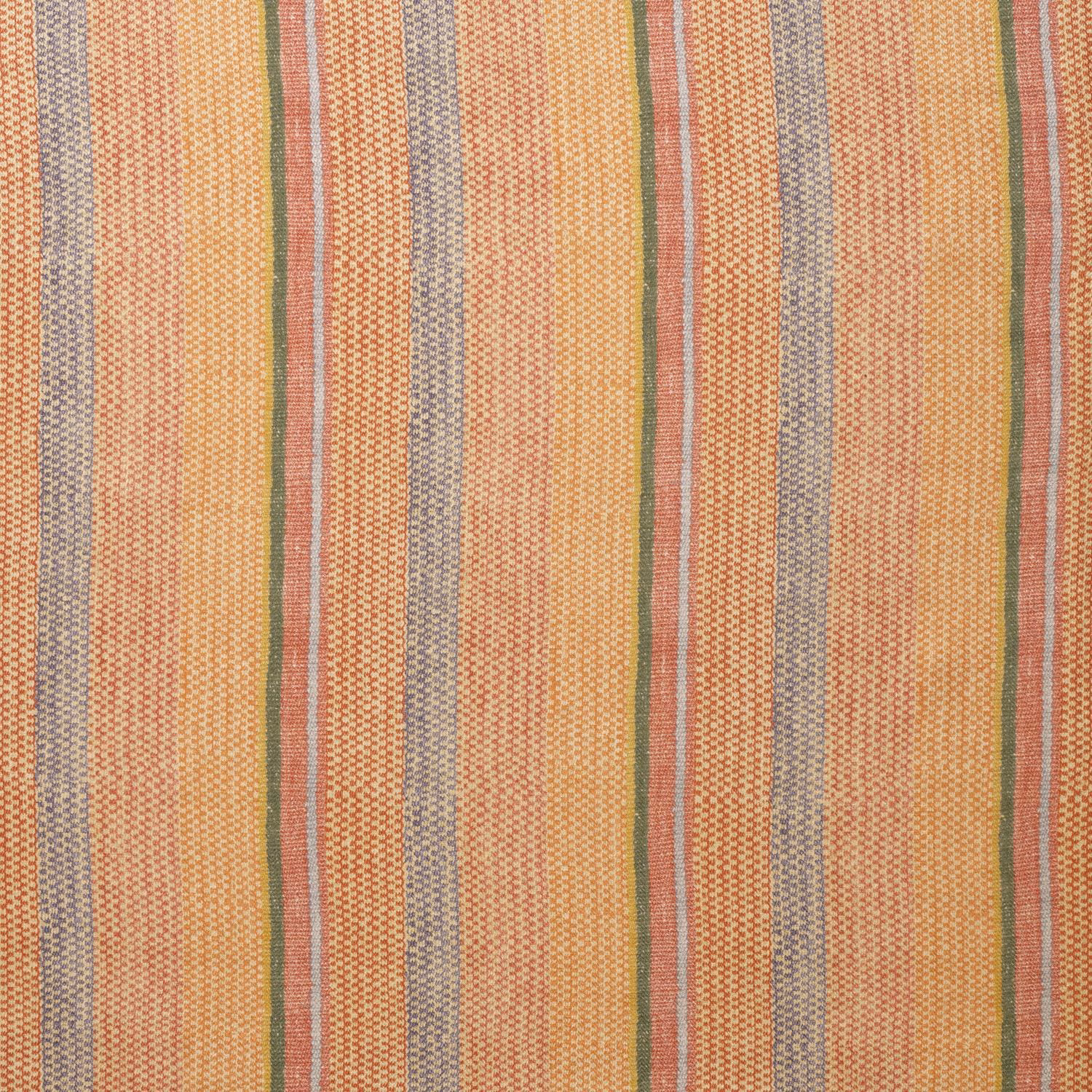 Peach, terracotta, sage and blue vertical stripes in a tight woven texture