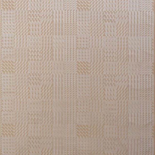 Warm ivory velvet with taupe geometric triangles, stripes and patchwork panels