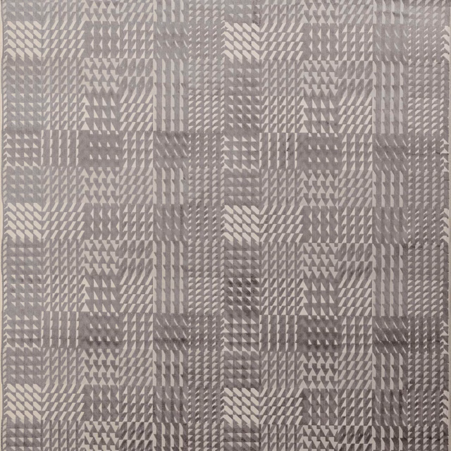 Smoky grey velvet with tonal chevrons, arrowheads and broken geometric blocks