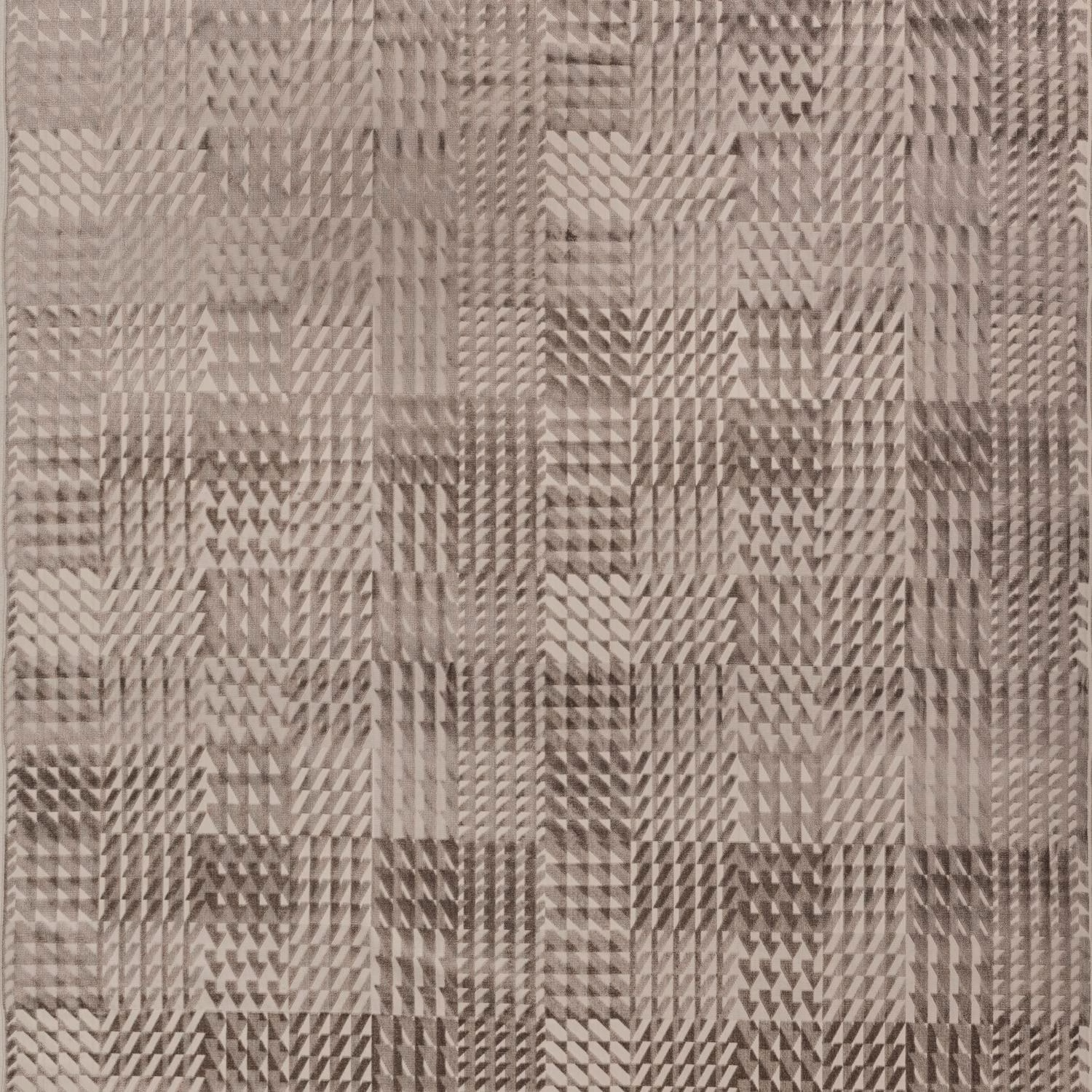 Muted mushroom taupe velvet with tonal chevrons, triangles and vertical geometric panels