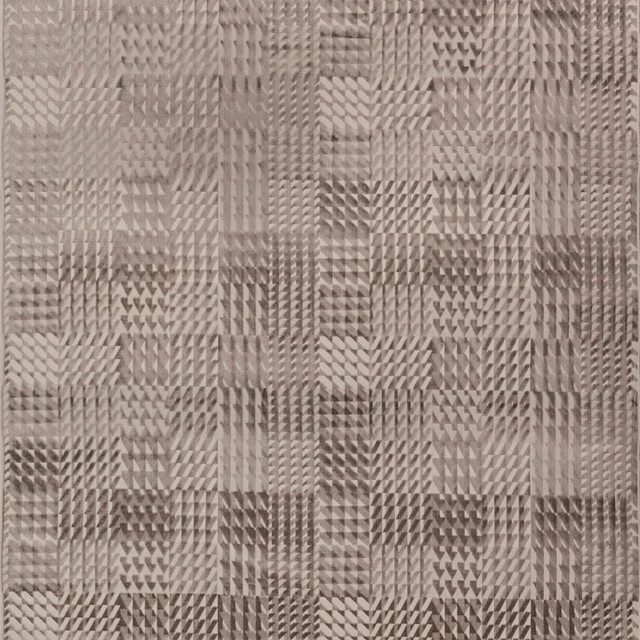 Muted mushroom taupe velvet with tonal chevrons, triangles and vertical geometric panels