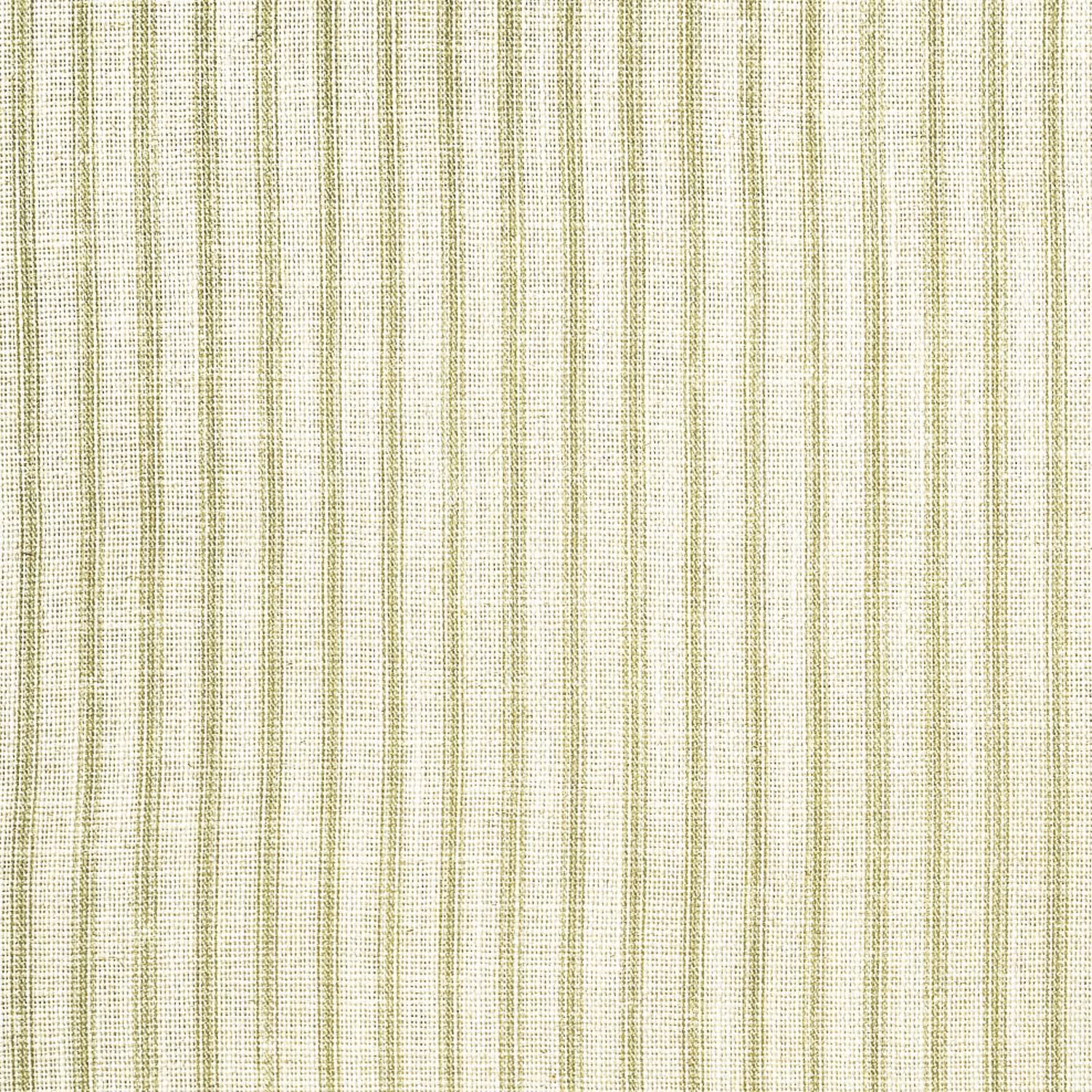 Ivory woven fabric with narrow sage-green vertical leaf-like stripes