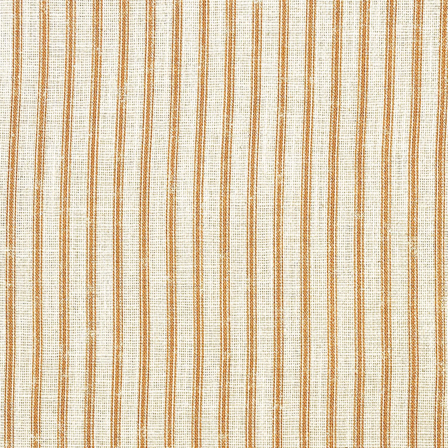 Warm orange vertical stripes over a cream, finely crosshatched woven fabric surface