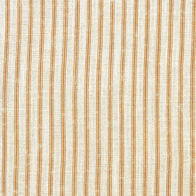 Warm orange vertical stripes over a cream, finely crosshatched woven fabric surface