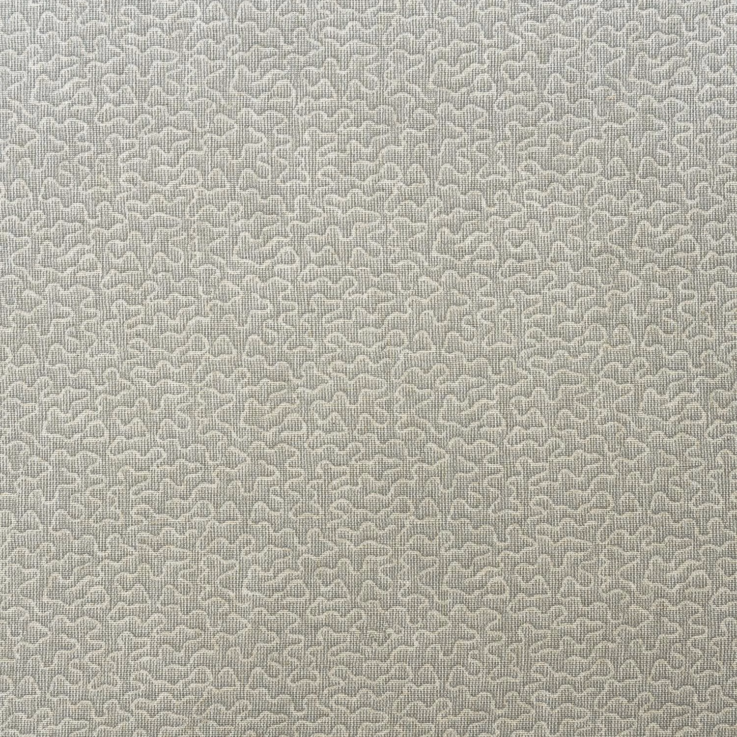 Pale mushroom-grey woven textile with tiny looping cloud-like motifs