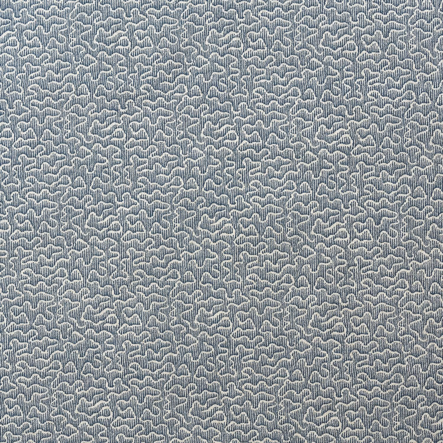 Muted denim-blue fabric with dense pale looped woven texture