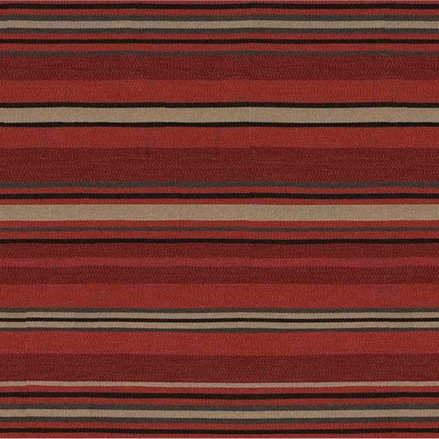 Deep burgundy woven fabric with charcoal and taupe horizontal stripes