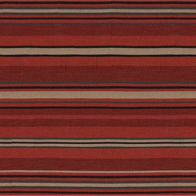 Deep burgundy woven fabric with charcoal and taupe horizontal stripes