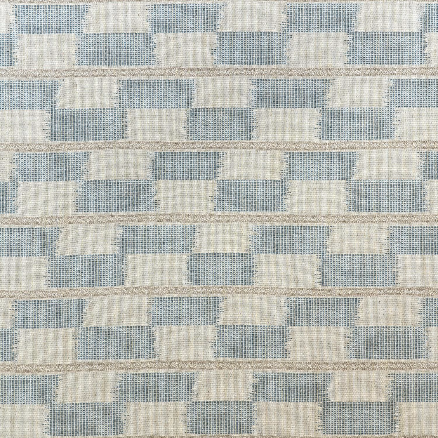 Pale aqua and ivory stepped geometric weave with fine tactile grid texture