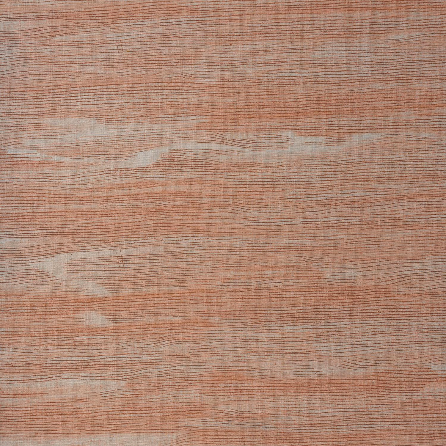 Muted terracotta-orange textile with fine horizontal lines and pale clouded bands