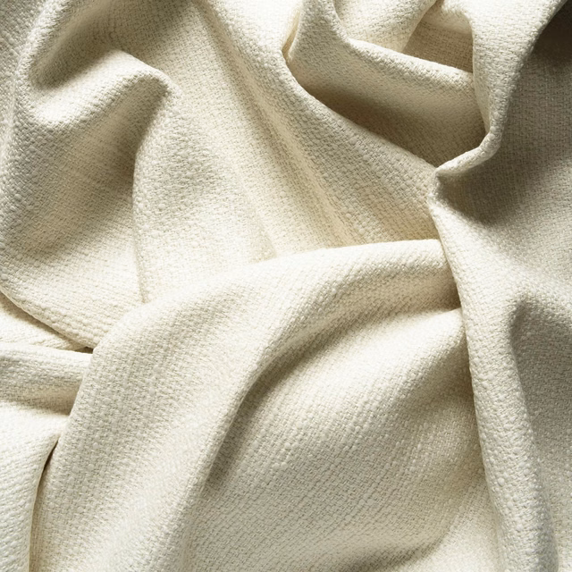 Warm ivory Ravello textile with a fine linen-look weave in layered folds
