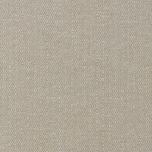 Warm rope-beige woven ikat with tiny interlocking diamond motifs and softly mottled texture