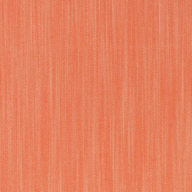 Coral-red outdoor fabric with fine vertical herringbone stripes and woven texture