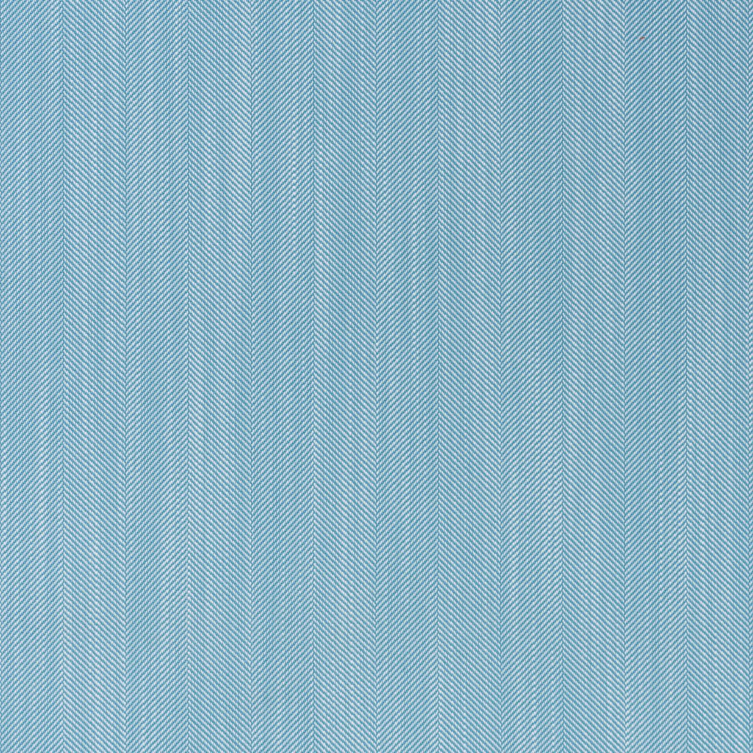 Cool turquoise outdoor fabric with fine vertical chevron stripes and a lightly textured weave