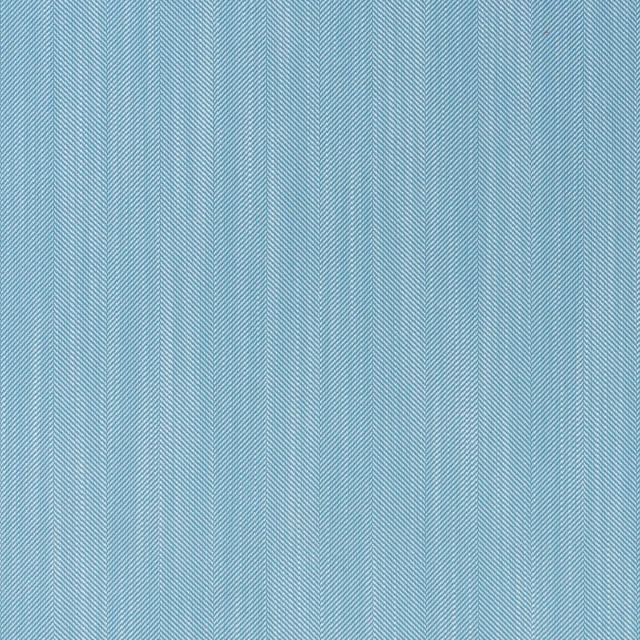 Cool turquoise outdoor fabric with fine vertical chevron stripes and a lightly textured weave