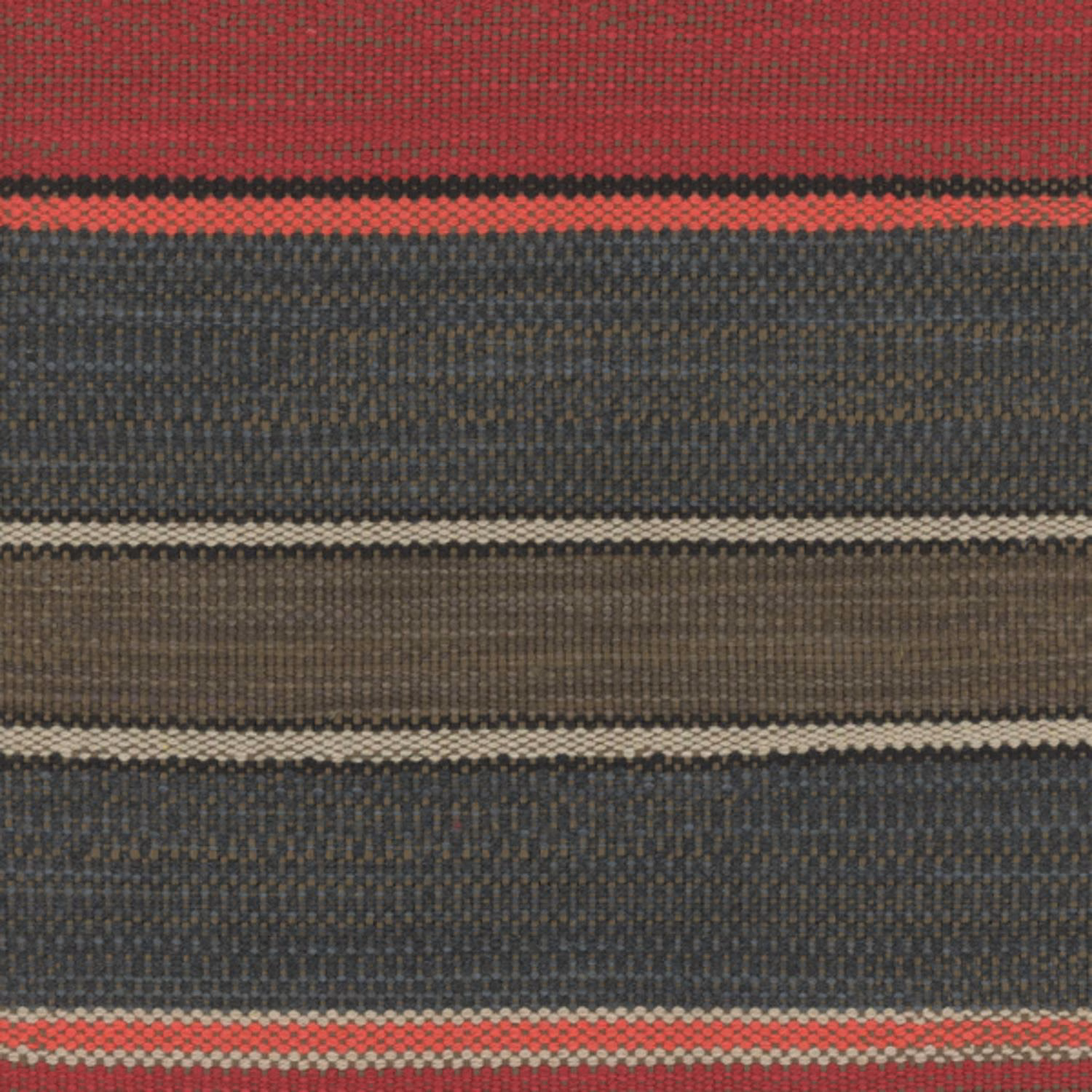 Santos Red woven stripe with deep red, charcoal, taupe and cream bands