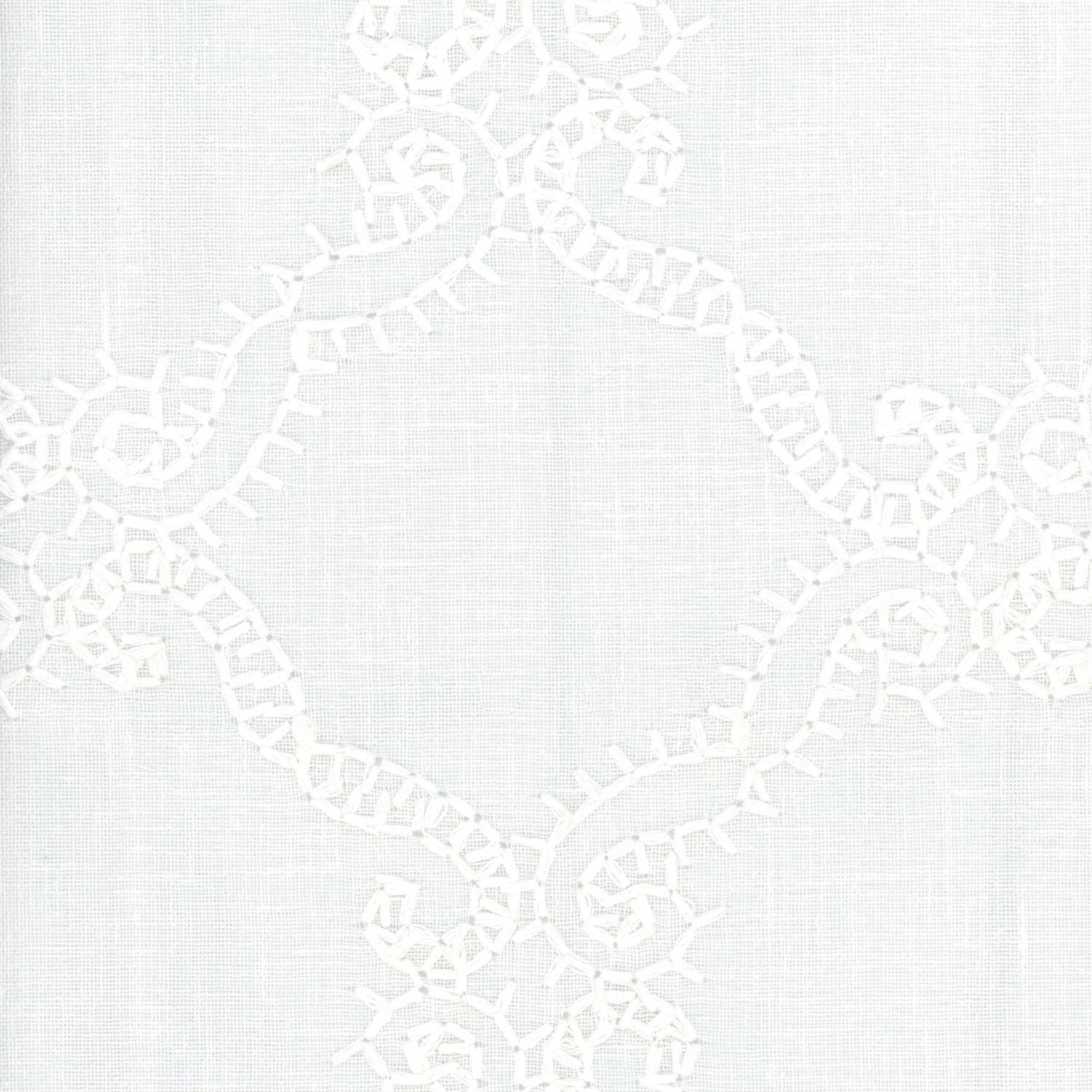 Pale ecru fine weave with white looping, lace-like sea-inspired motifs