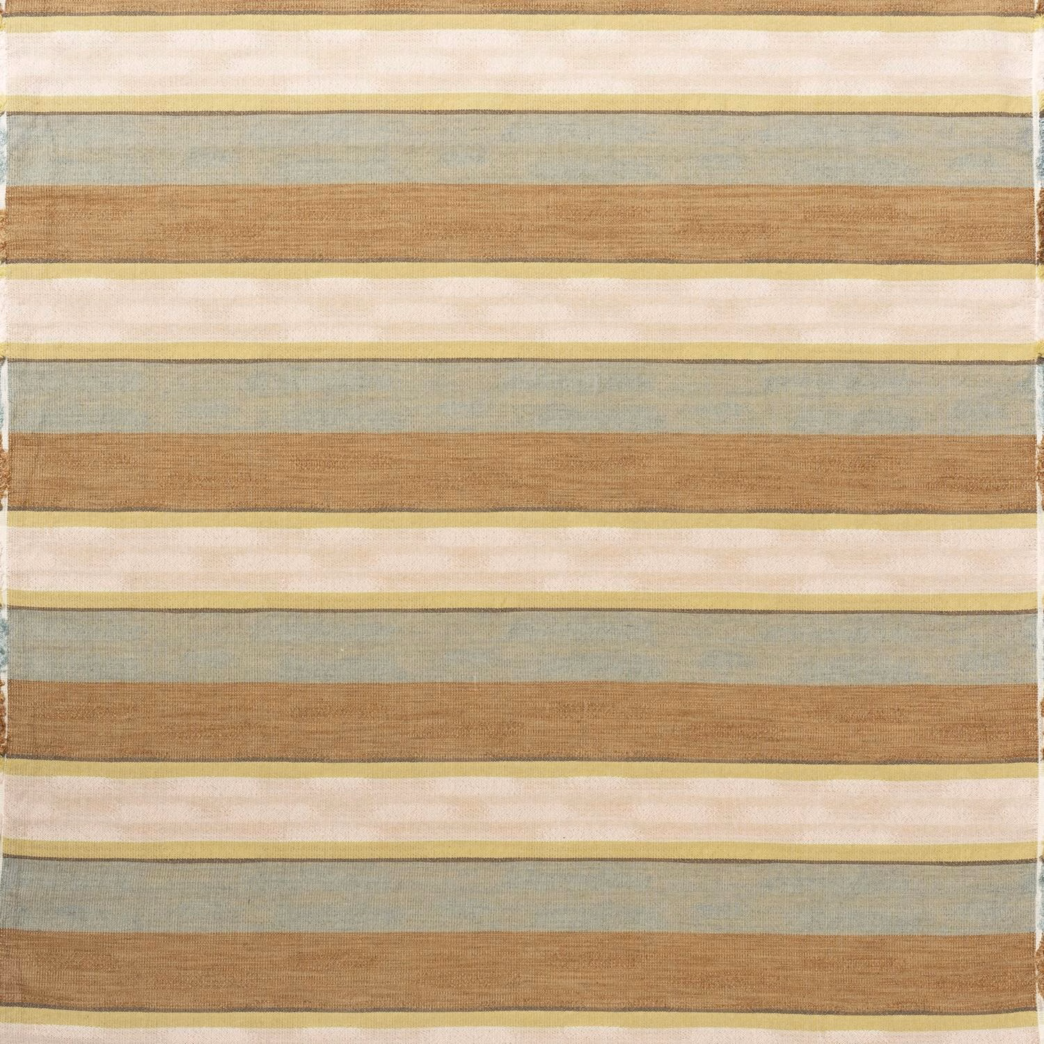 Muted lime, biscuit, cream and sage horizontal stripes with a softly tactile woven texture
