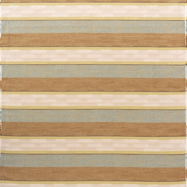 Muted lime, biscuit, cream and sage horizontal stripes with a softly tactile woven texture