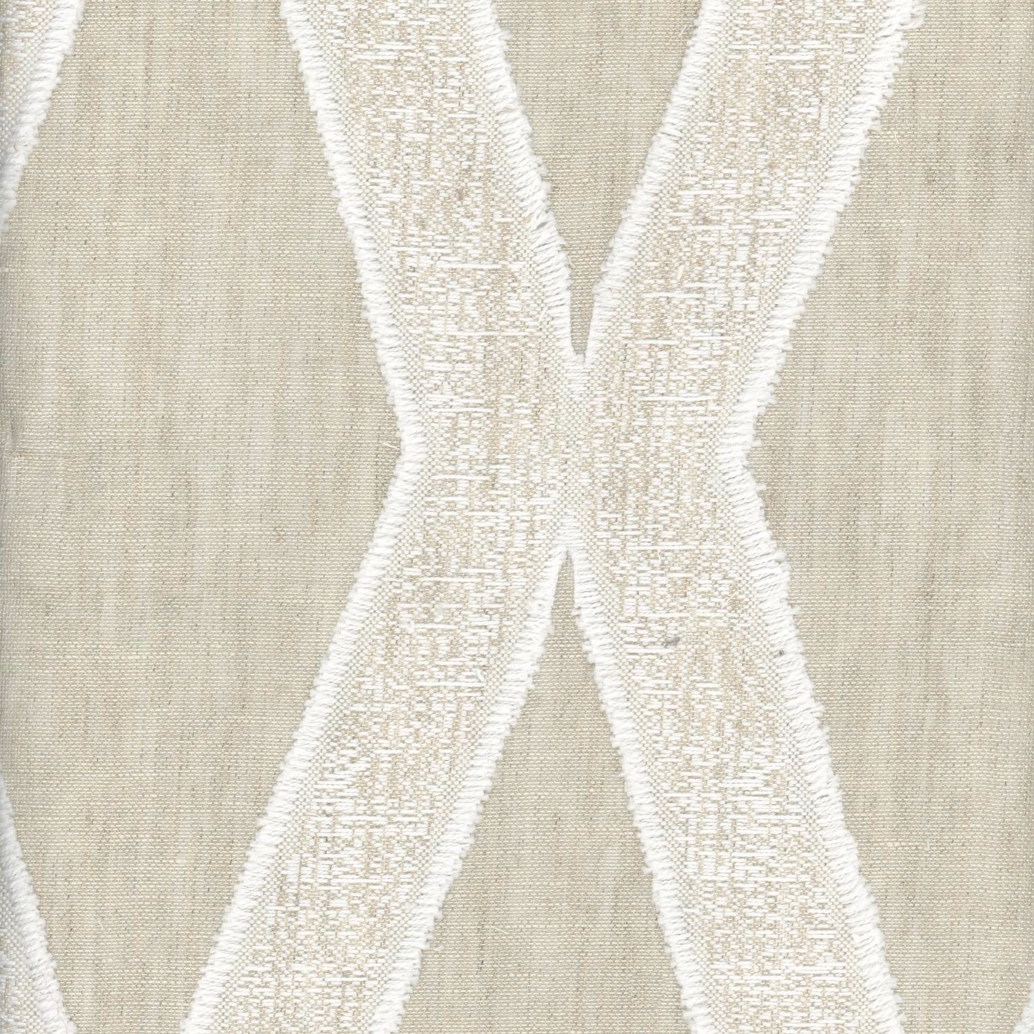 Pale natural beige weave with broad ivory intersecting bands and tactile texture