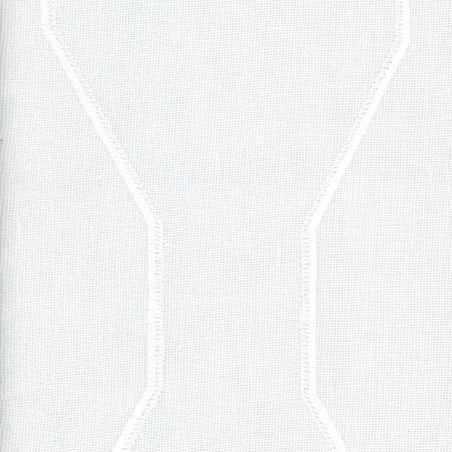 Pale ecru fabric with white angular vertical lines and fine woven texture
