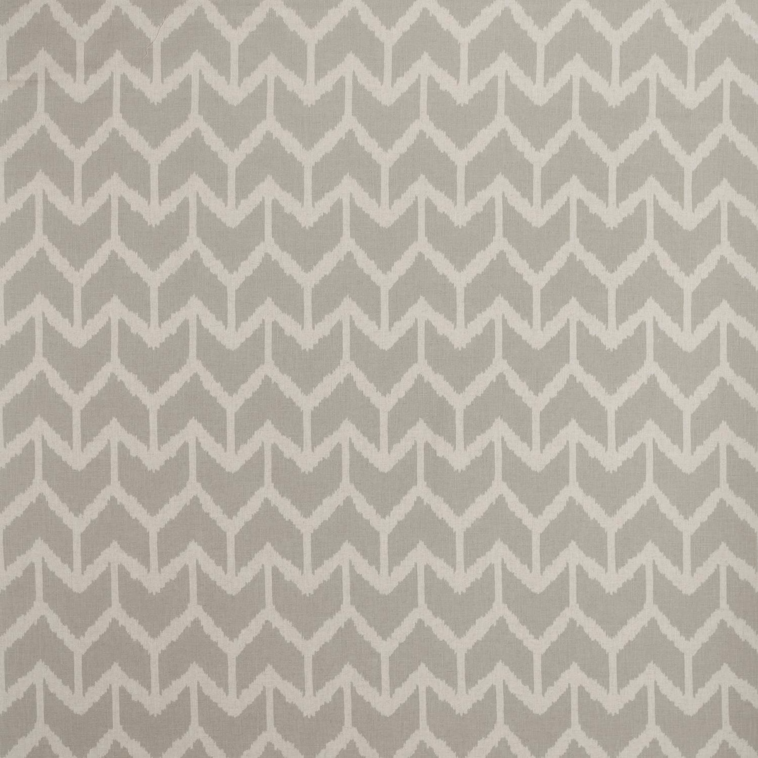 Stone taupe fabric with pale ivory zigzag motifs and a softly nubby surface