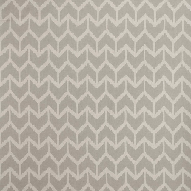 Stone taupe fabric with pale ivory zigzag motifs and a softly nubby surface