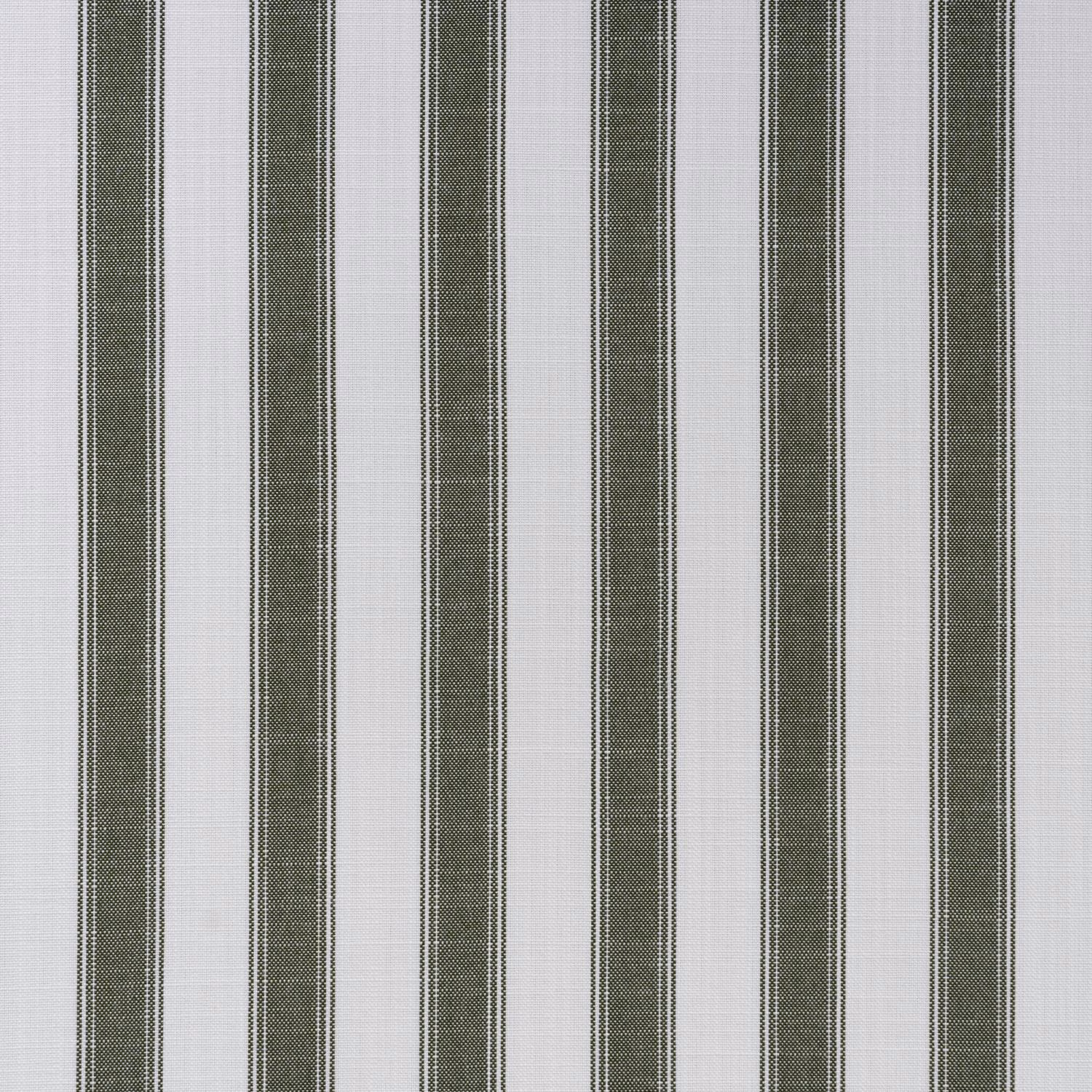 Muted olive-grey vertical striped fabric with fine woven texture on a pale ground