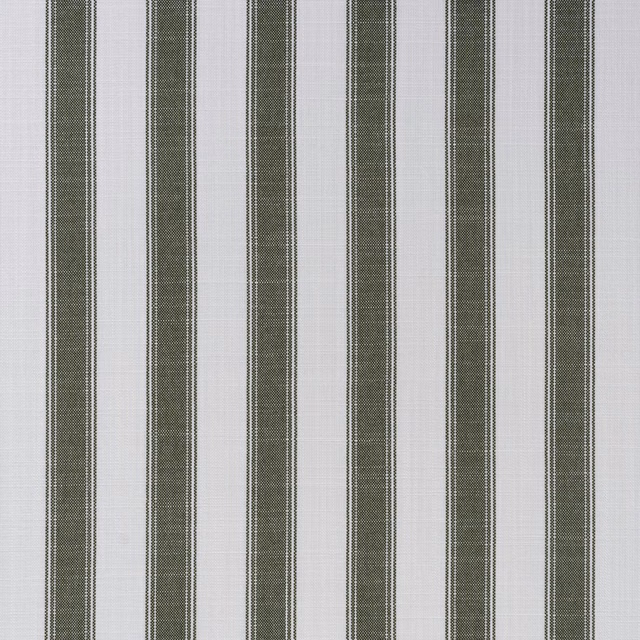 Muted olive-grey vertical striped fabric with fine woven texture on a pale ground